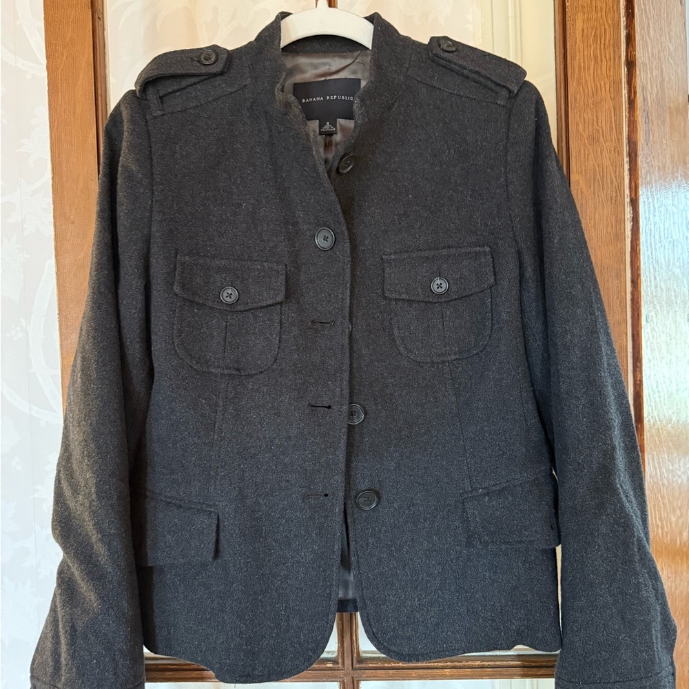 Banana Republic Charcoal Button-Up Jacket